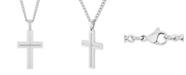 C&C Jewelry Macy's Men's Certified Diamond Accent Flat Cross Pendant Necklace in Stainless Steel
